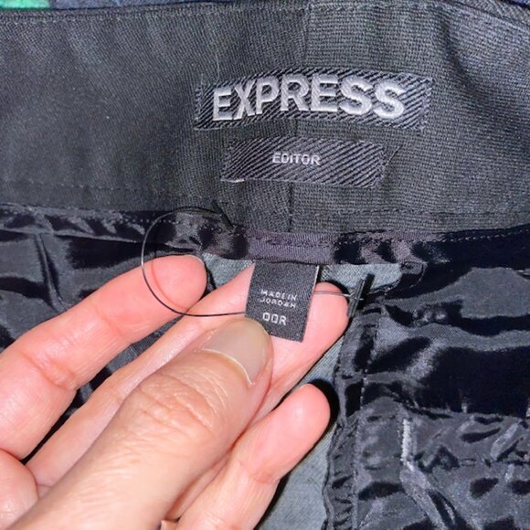 Express Editor 00R Grey Cropped Trousers with Black Trim Waistband & Back Pocket - Picture 6 of 7